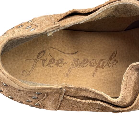 Free People Studded Suede Oxford Shooting Arrows 40 Women's Brown Western Heart - Picture 12 of 12